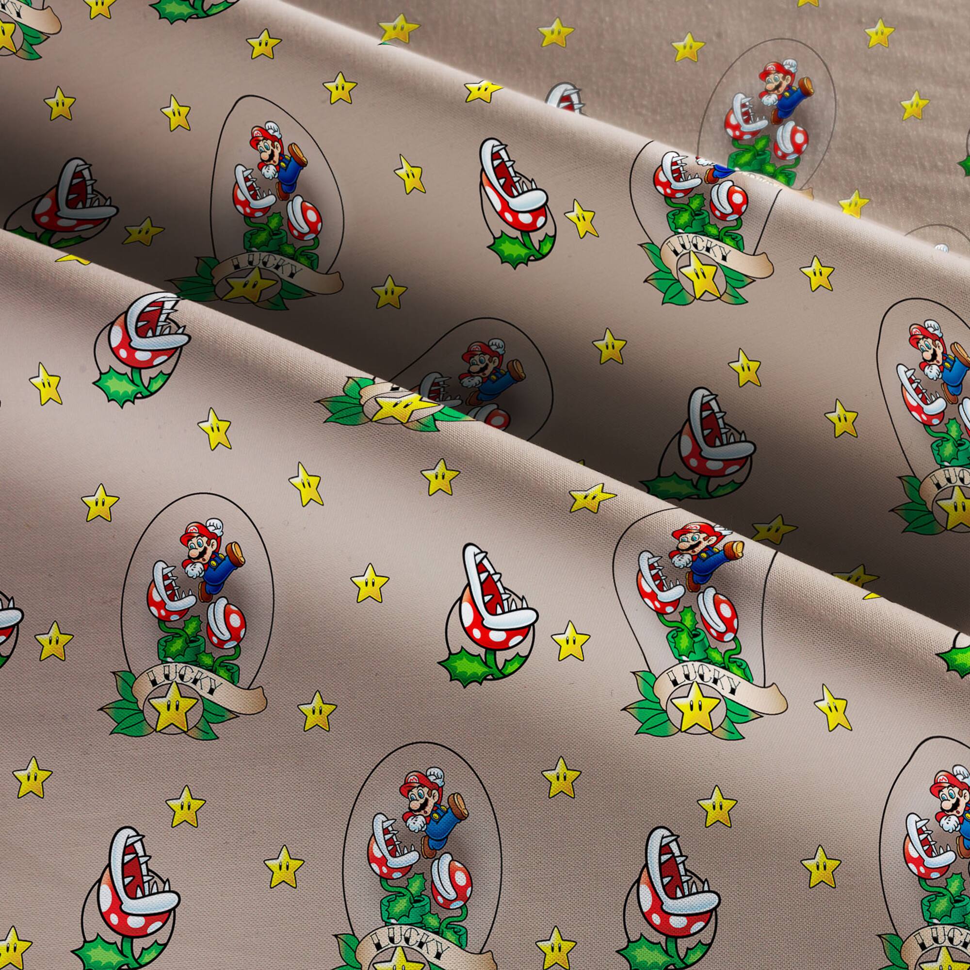 Nintendo® Brown Lucky Mario Cotton Fabric